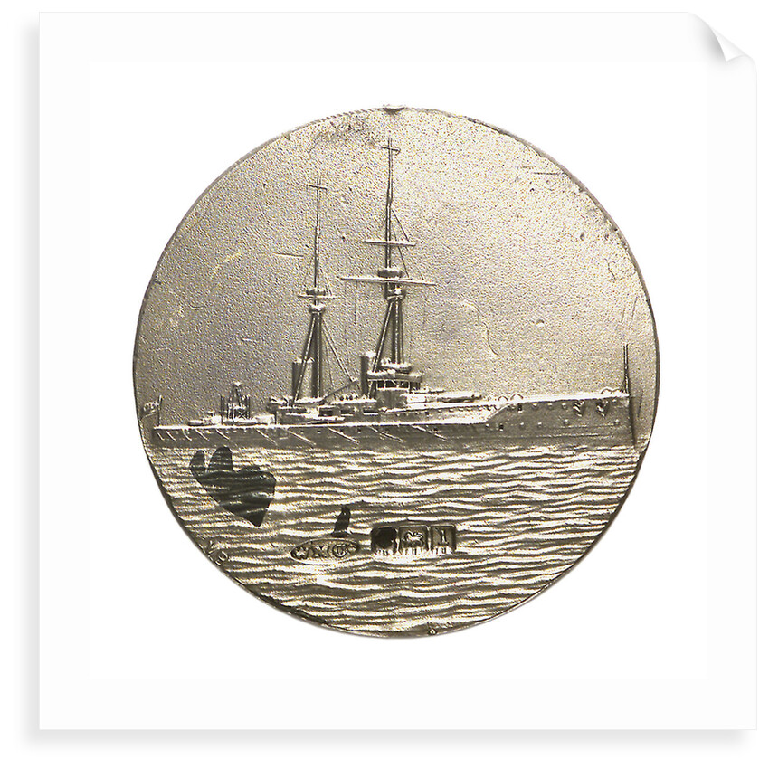 Medalet commemorating HMS 'Bellerophon'; reverse by V.B.