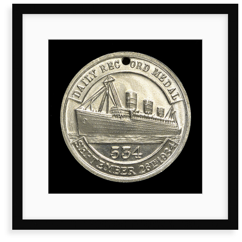 Daily Record medalet commemorating RMS 534 ('Queen Mary'); reverse by unknown