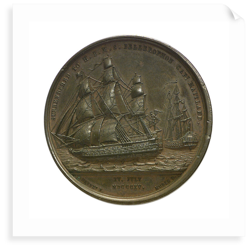 Medal commemorating the surrender of the Emperor Napoleon I, 1815; reverse by J. Mudie