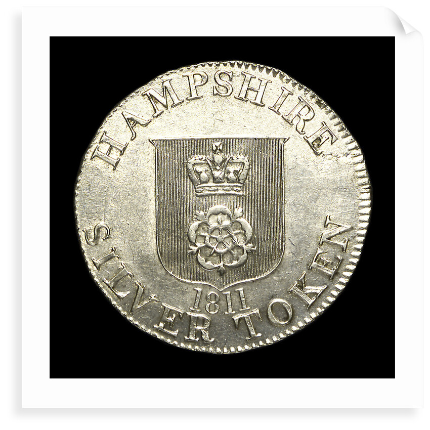 Hampshire shilling token; obverse by unknown