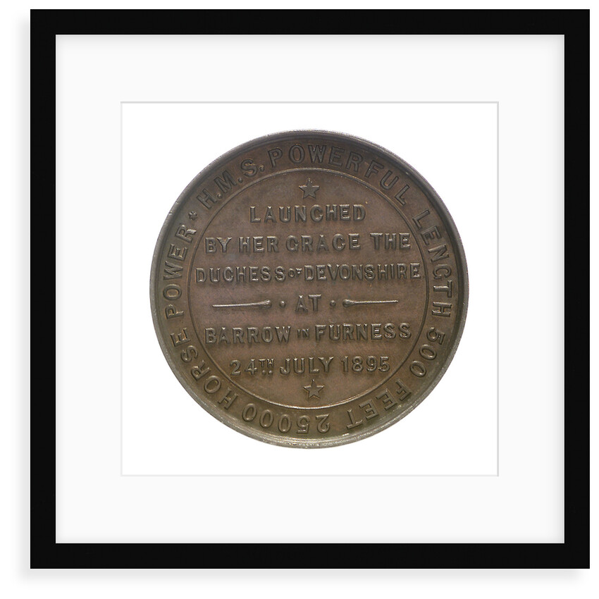 Medal commemorating the launch of HMS 'Powerful'; reverse by W.T. Story