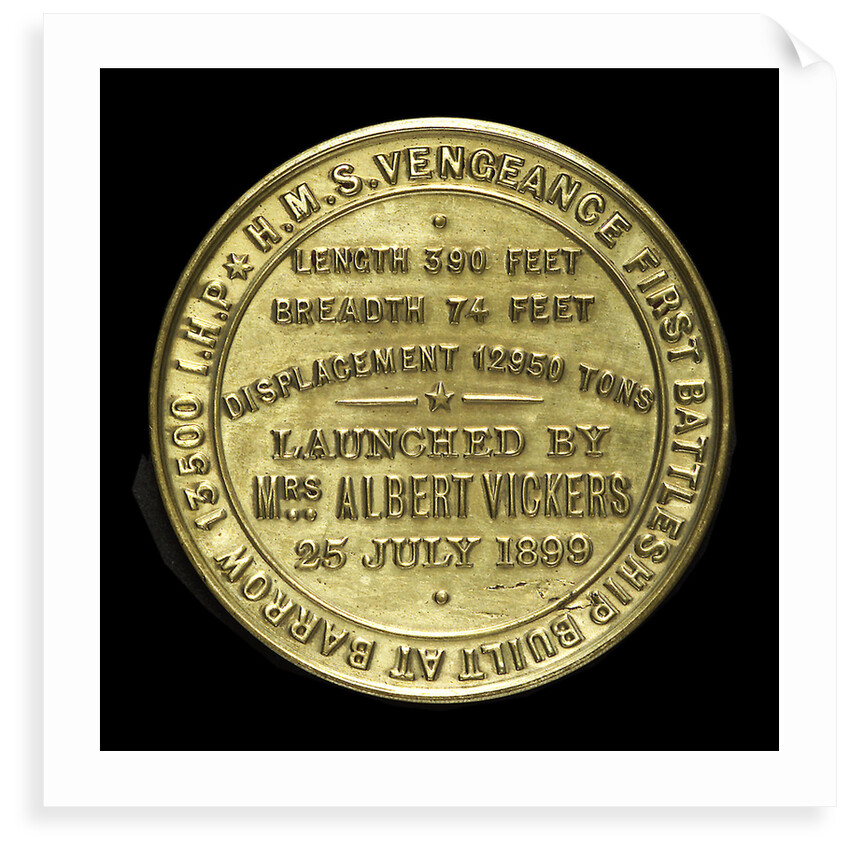 Medal commemorating the launch of HMS 'Vengeance', 1899; reverse by W.T. Story