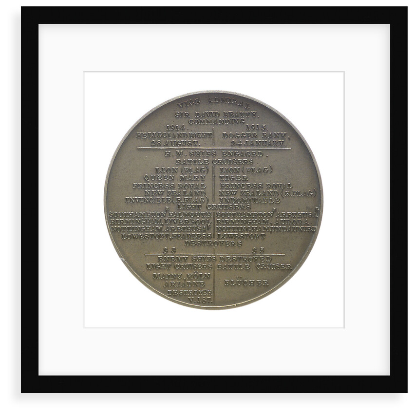 Medal commemorating the Battles of Heligoland Bight, 1914 and Dogger Bank, 1915; reverse by Marquis of Milford Haven