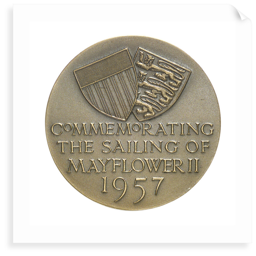 Medal commemorating the sailing of the 'Mayflower II', 1957; reverse by unknown