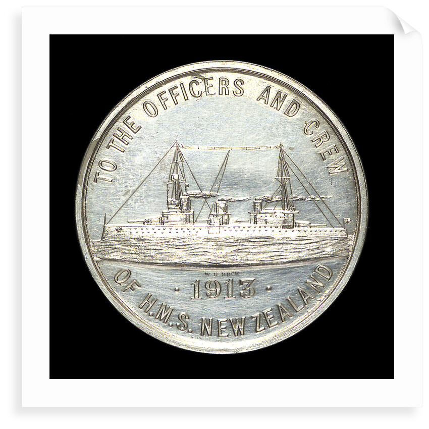 Medal commemorating HMS 'New Zealand'; reverse by W.R. Bock