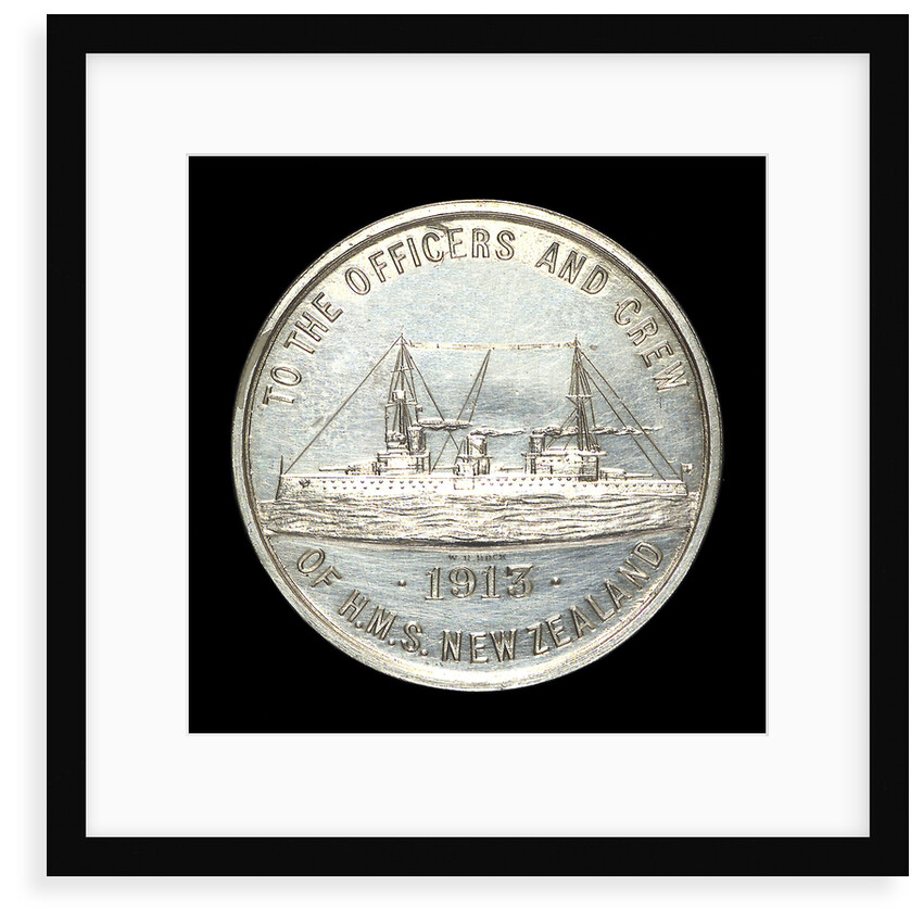 Medal commemorating HMS 'New Zealand'; reverse by W.R. Bock