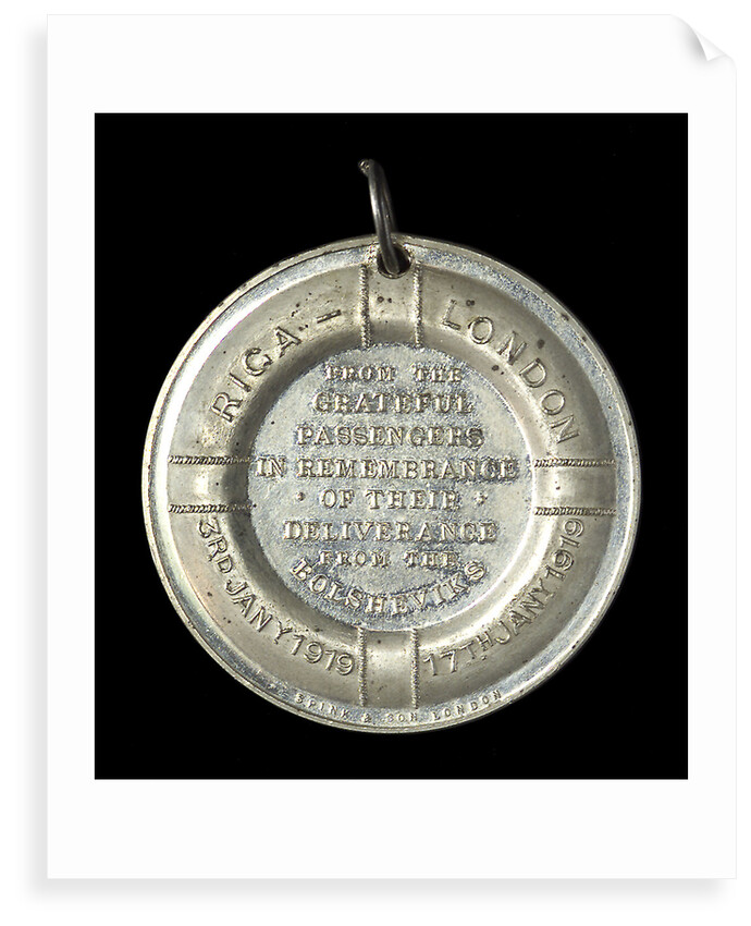 Medal commemorating the deliverance of the passengers of the 'Princess Margaret' from the Bolsheviks, 1917; reverse by Spink & Son Ltd.