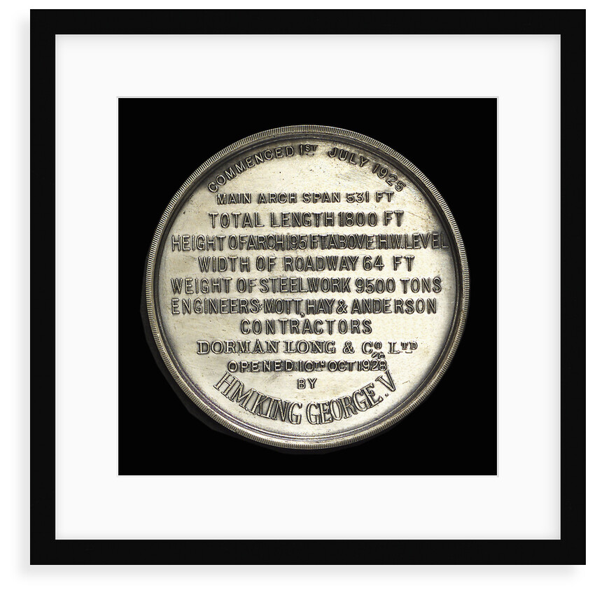 Medal commemorating the opening of the Tyne Bridge, 1928; reverse by Northern Goldsmiths Co.