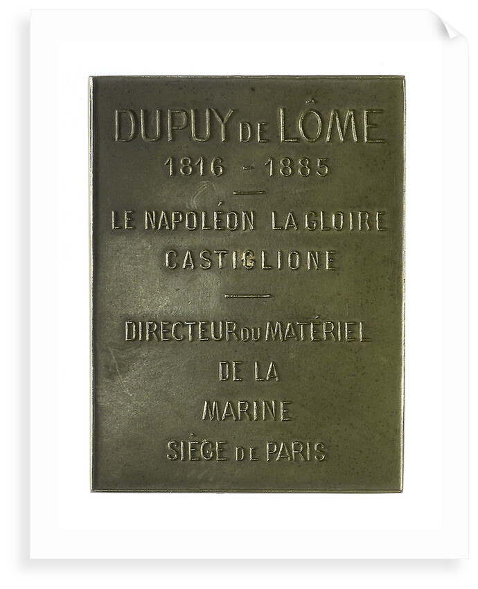 Medal commemorating naval architect Dupuy de Lôme (1816-85) by unknown