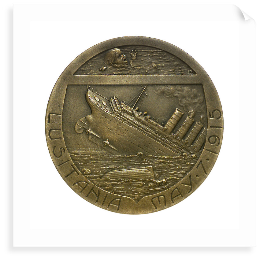 Medal commemorating the sinking of the SS 'Lusitania', 1915; reverse by R. Baudichon
