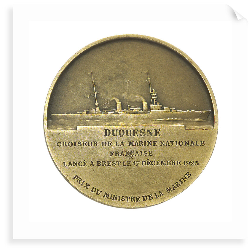 Medal commemorating Vice-Admiral Abraham Duquesne (1610-1688) and the cruiser 'Duquesne'; reverse by J.F. Domard