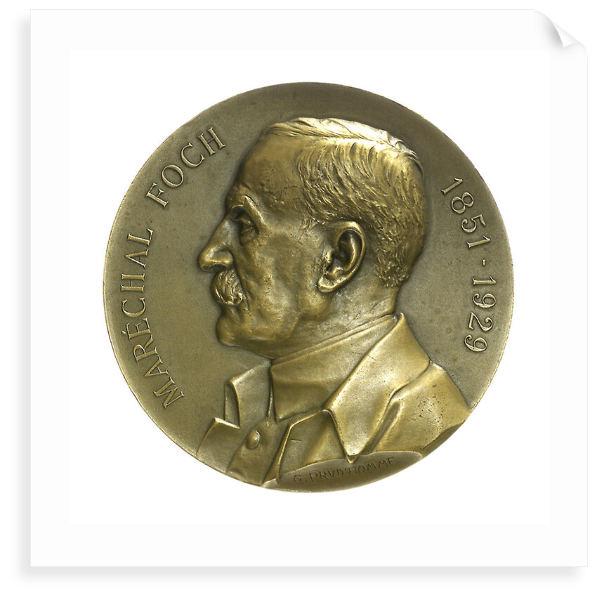Medal commemorating Marshal Ferdinand Foch (1851-1929)  and the cruiser 'Foch'; obverse by Georges Henri Prud'homme