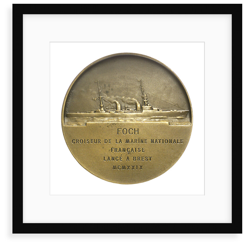 Medal commemorating Marshal Ferdinand Foch (1851-1929)  and the cruiser 'Foch'; reverse by Georges Henri Prud'homme