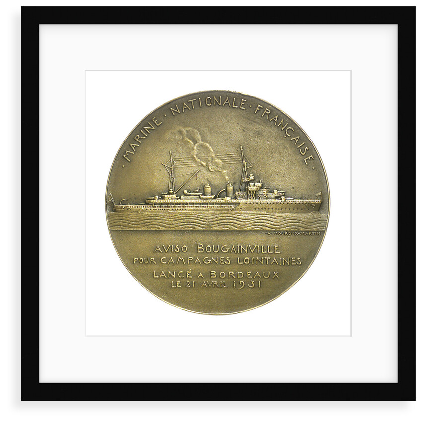 Medal commemorating the navigator Louis Antoine, Comte de Bougainville (1729-1811) and the destroyer 'Bougainville'; reverse by Anie Mouroux-Martin