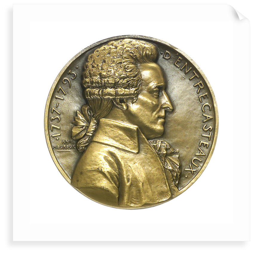 Medal commemorating  Joseph Antoine Raymond Bruny, Chevalier d'Entrecasteaux (1737-1793) and the destroyer 'D'Entrecasteaux'; obverse by Anie Mouroux-Martin
