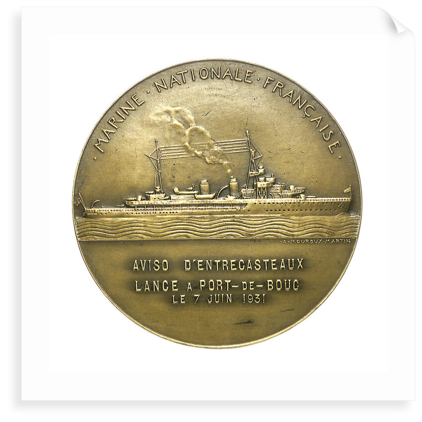 Medal commemorating  Joseph Antoine Raymond Bruny, Chevalier d'Entrecasteaux (1737-1793) and the destroyer 'D'Entrecasteaux'; reverse by Anie Mouroux-Martin
