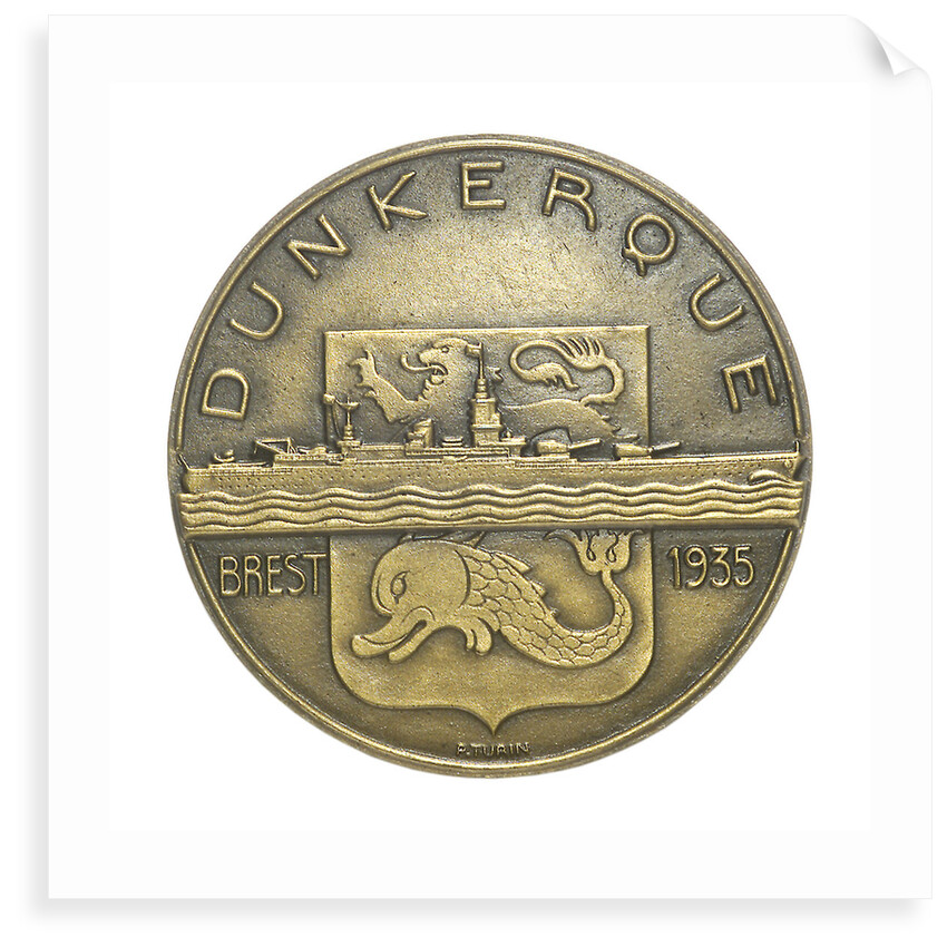 Medal commemorating the battleship 'Dunkerque'; obverse by Pierre Turin