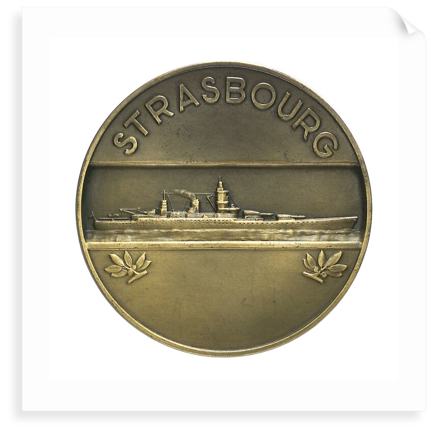 Medal commemorating the battleship 'Strasbourg'; reverse by P.A. Morlon
