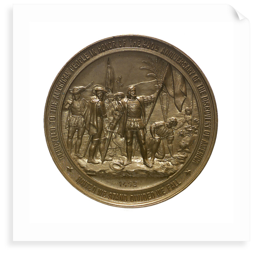 Medal commemorating the 400th anniversary of the discovery of America, 1892; reverse by W. Mayer