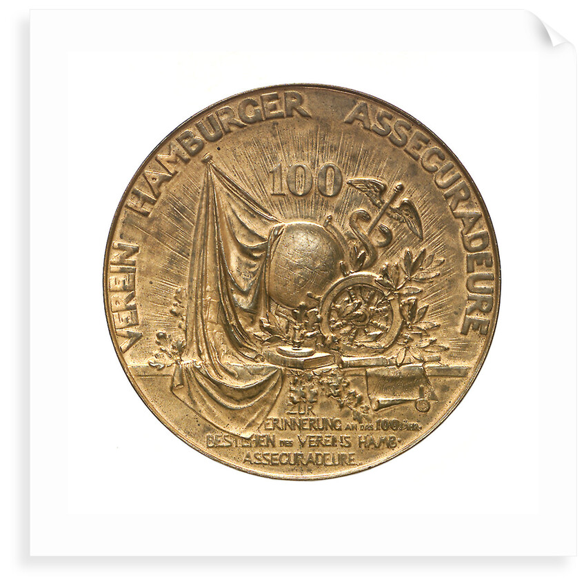 Medal commemorating the Hamburg society of underwriters; reverse by B. Kruse