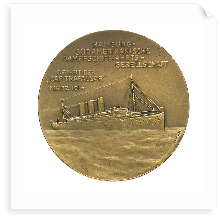 Medal commemorating Prince and Princess Henry of Prussia and the 'Cap Trafalgar'; reverse by M. Hansen