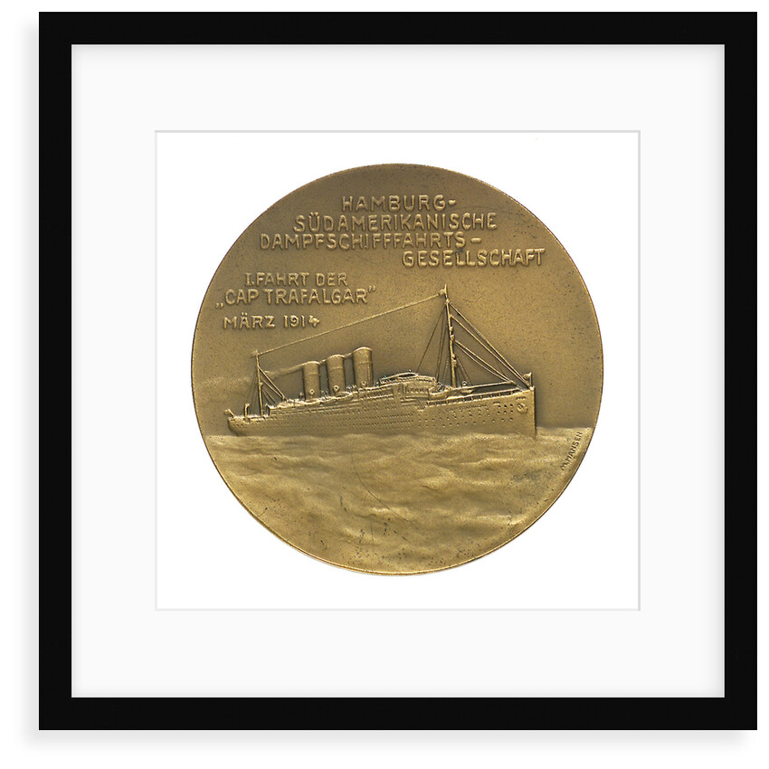 Medal commemorating Prince and Princess Henry of Prussia and the 'Cap Trafalgar'; reverse by M. Hansen