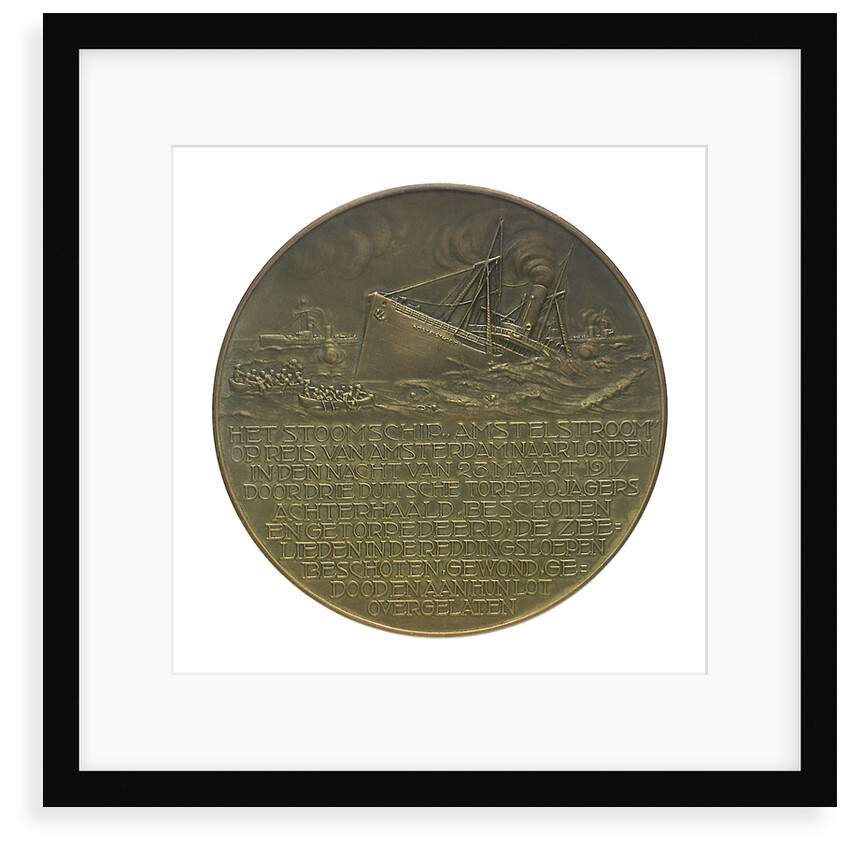 Medal commemorating the SS 'Amstelstroom' torpedoed, 1917; reverse by Unknown