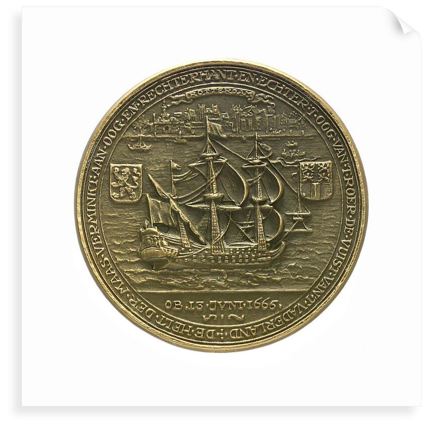 Medal commemorating Admiral Egbert Meeuwsz Kortenaar (died 1665); reverse by J.J. van der Goor