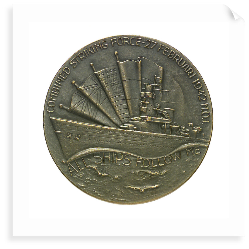 Medal commemorating the combined action in the Java Sea 1942-1952; reverse by B. Liefting