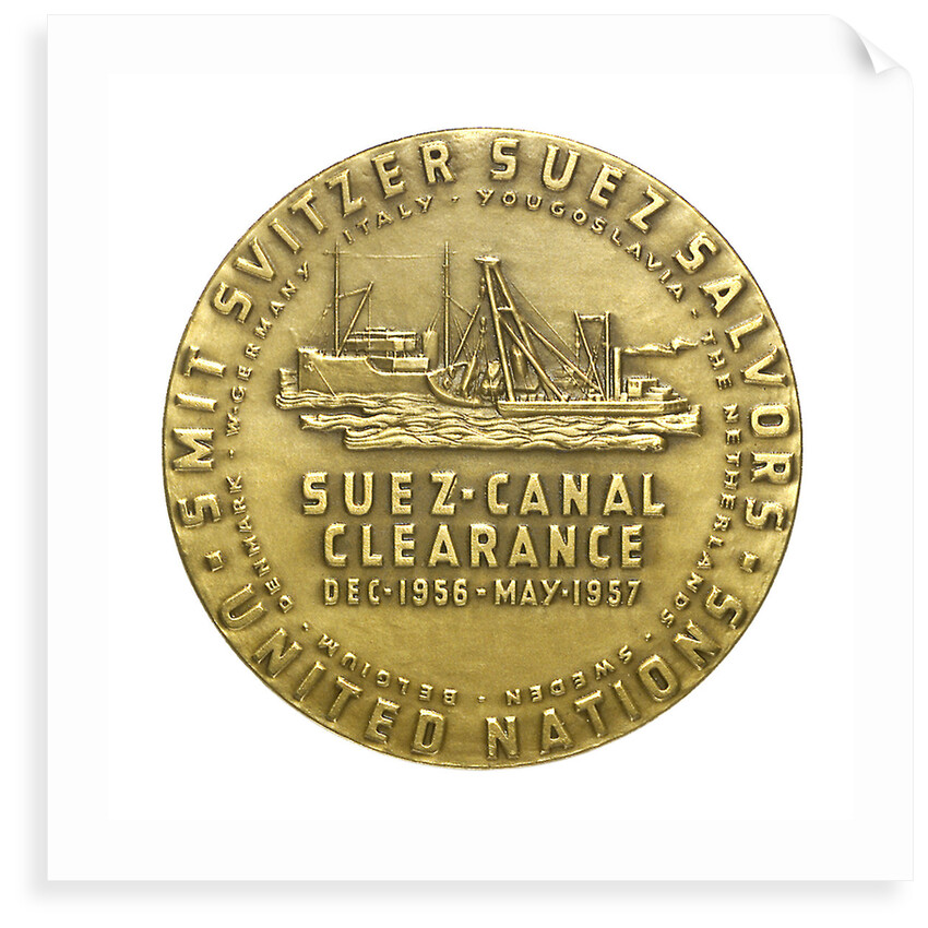 Medal commemorating the Suez Canal Clearance 1956-1957; reverse by M. Kutterink