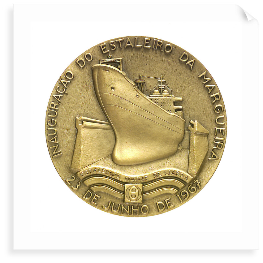 Medal commemorating the opening of the Lisbon dry dock, 1967; obverse by Leopoldo de Almeida