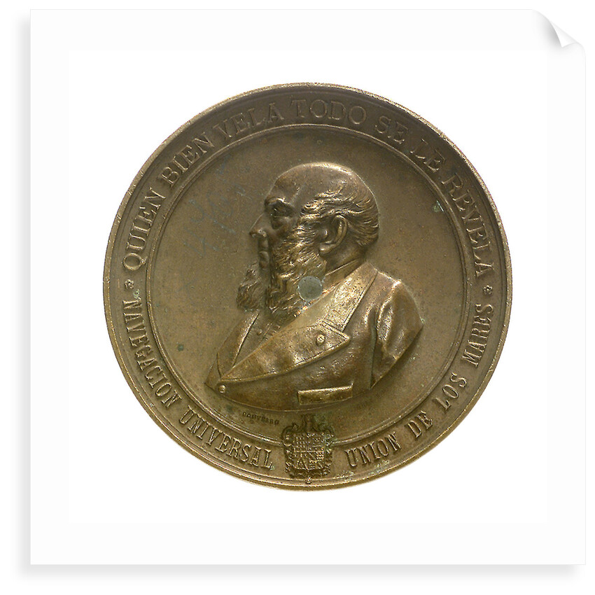 Medal commemorating the first Spanish expedition to the Isthmus of Panama, 1886; obverse by E. Arnaum