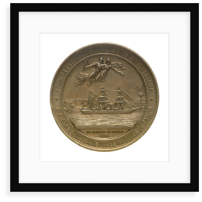 Medal commemorating the first Spanish expedition to the Isthmus of Panama, 1886; reverse by E. Arnaum