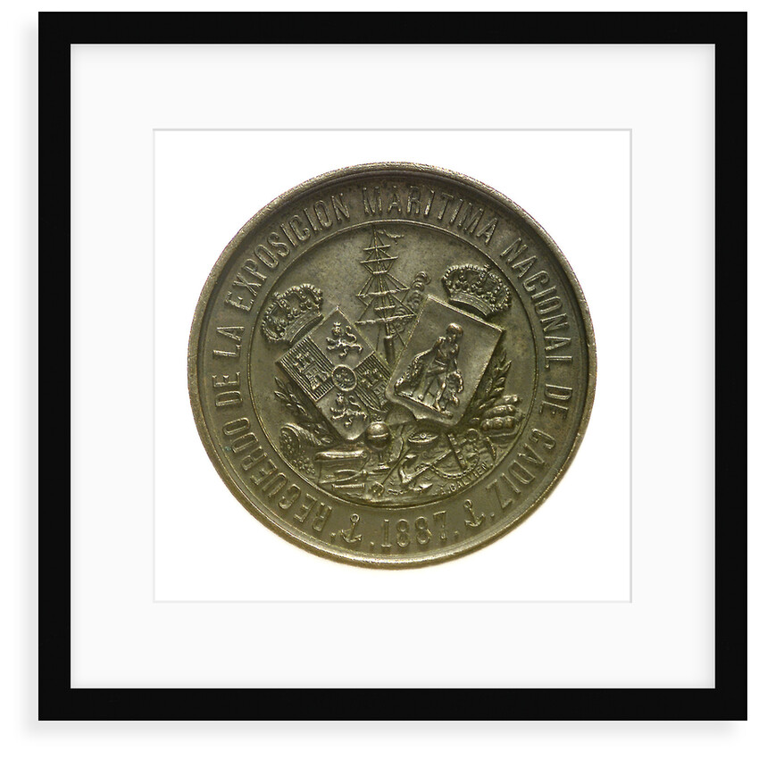 Token commemorating the National Maritime Exhibition of Cadiz, 1887; obverse by A. Galvien