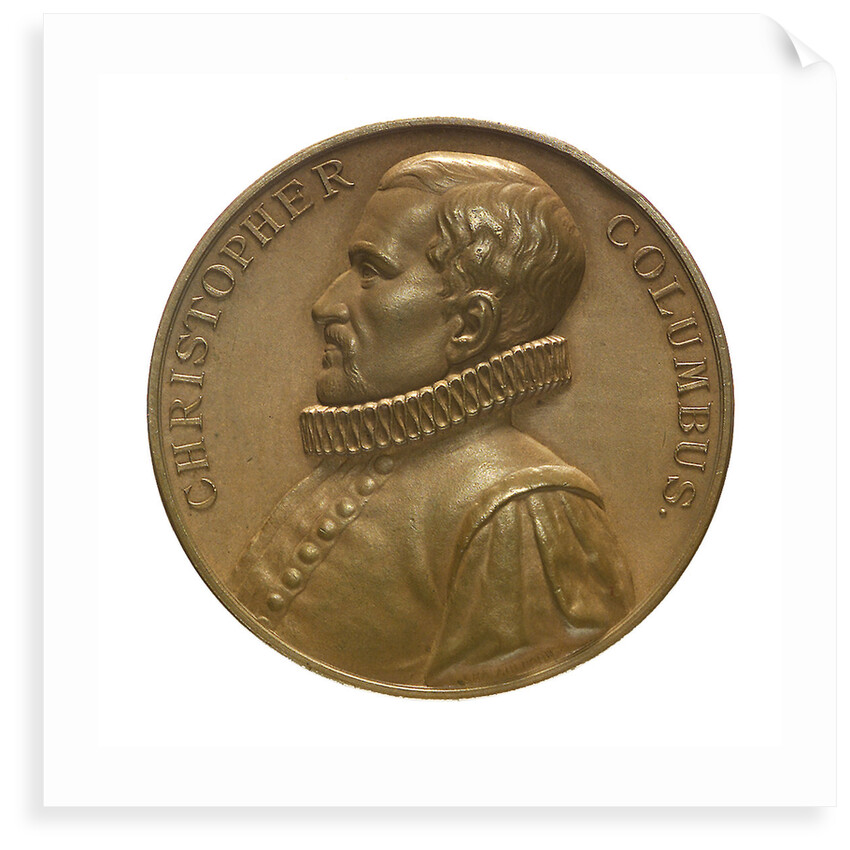 Medal commemorating the landing of Columbus in San Salvador, 1492; obverse by Lea Ahlborn