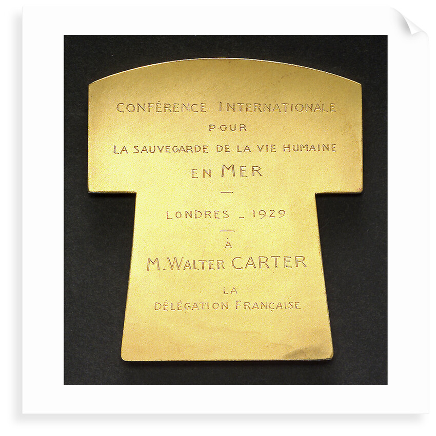 Life-saving medal; reverse by Georges Henri Prud'homme