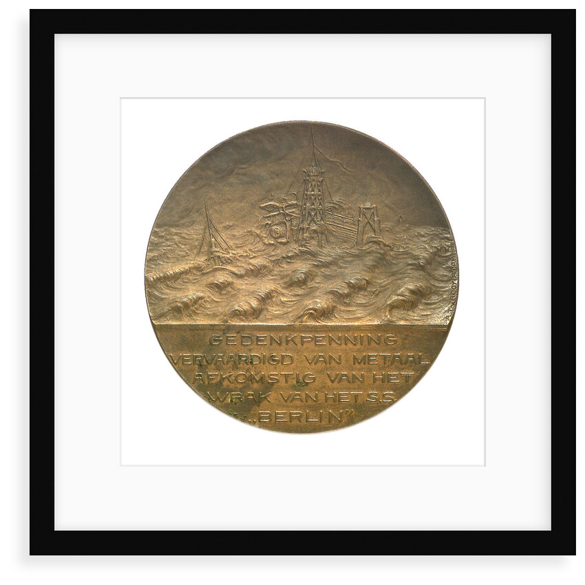Medal commemorating the wreck of the SS 'Berlin', 1907; obverse by A.T. van Rooy