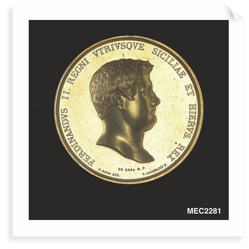 Medal commemorating the accession of King Ferdinand II of the Two Sicilies, 1830 by Filipo Rega