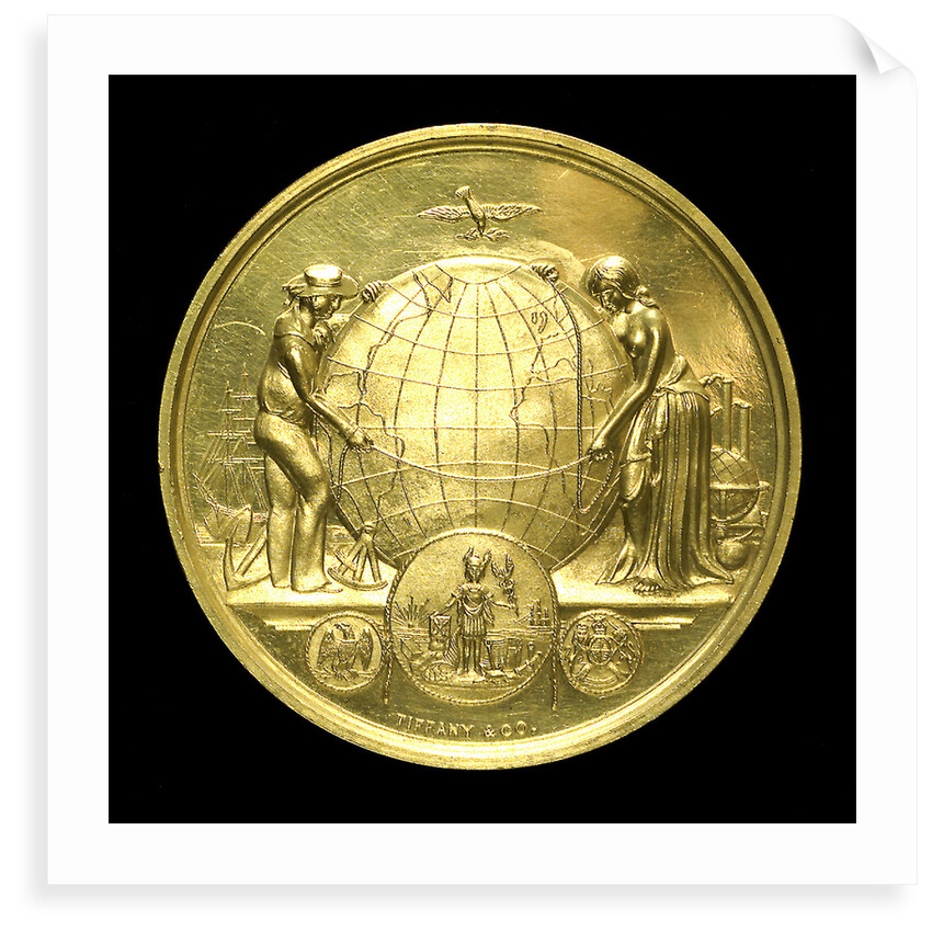 Medal commemorating the first transatlantic cable, 1858; obverse by Tiffany & Co.