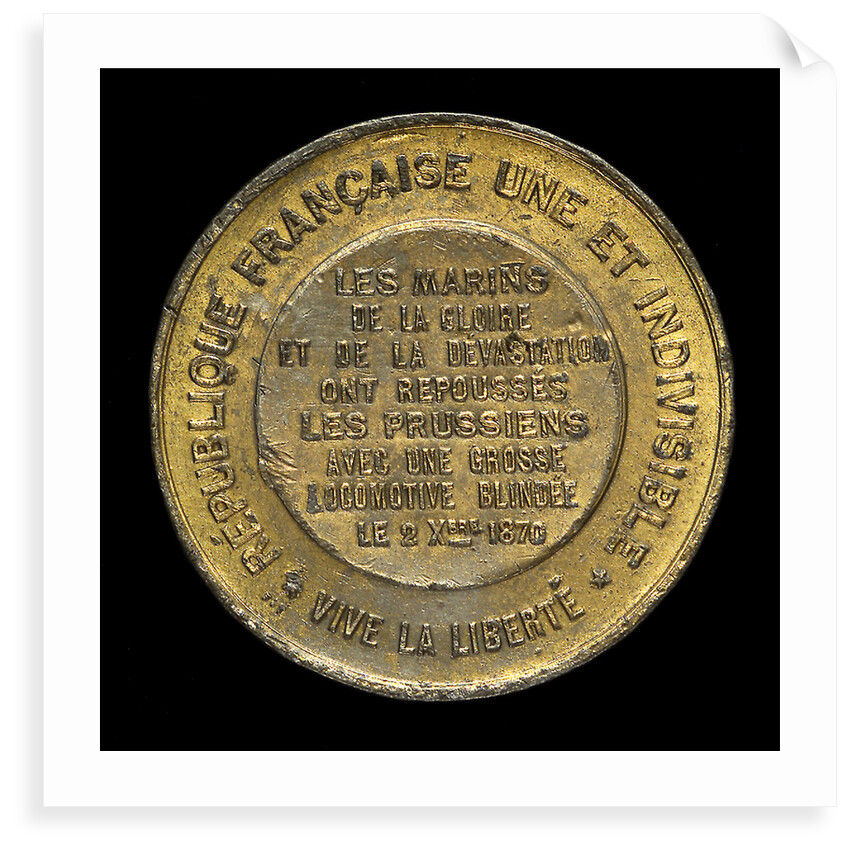 Medal commemorating the siege of Paris and the French Naval Brigade, 1870; reverse by unknown