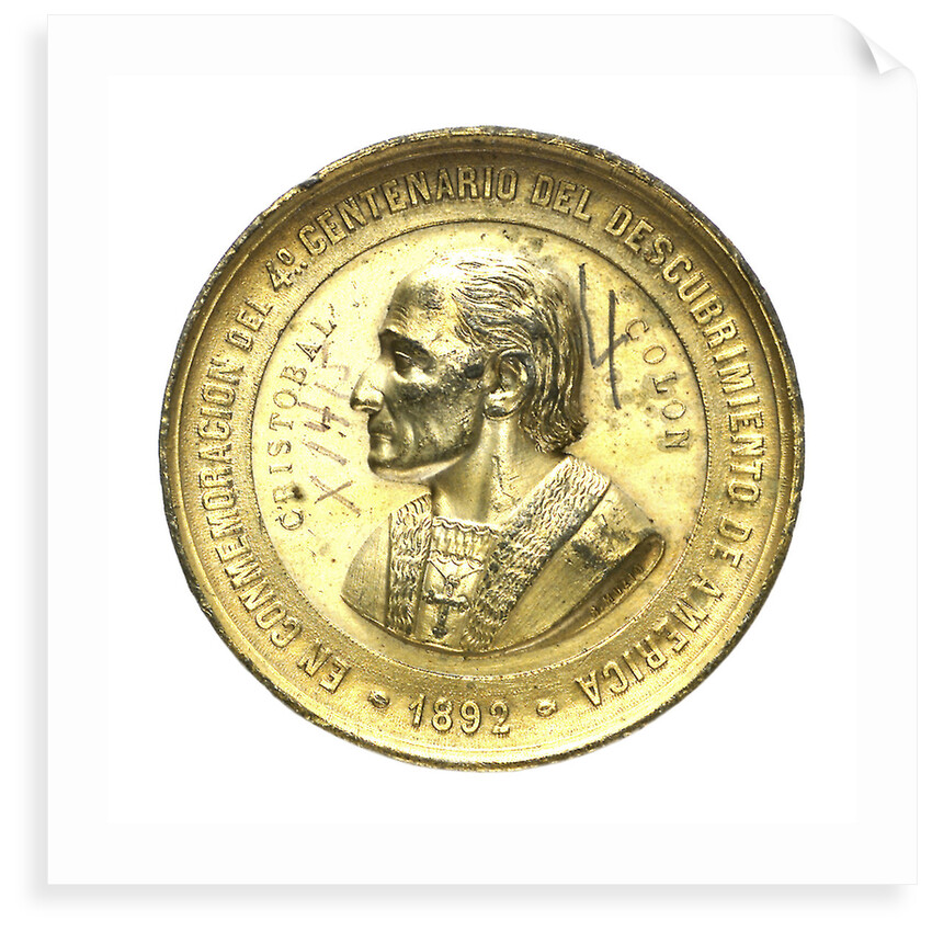 Medal commemorating the 4th centenary of the discovery of America, 1892; obverse by B. Muzio