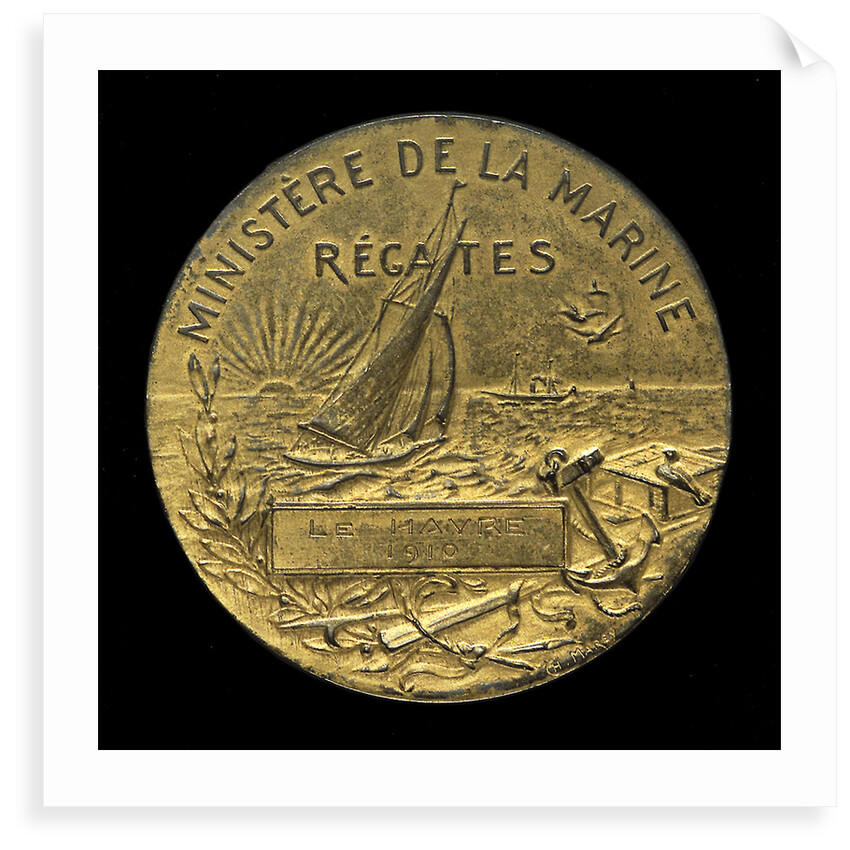 Medal commemorating the French Ministry of the Marine Regattas, Havre, 1910; reverse by D. Dupuis