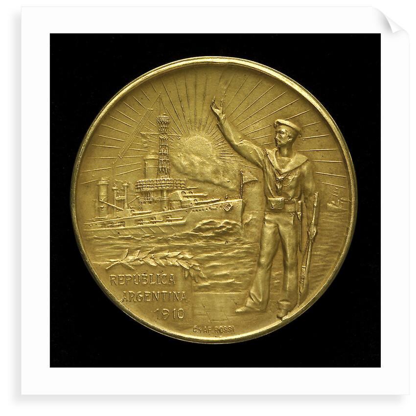 Medal commemorating the centenary of the Argentine Navy, 1910; obverse by C. Rossi