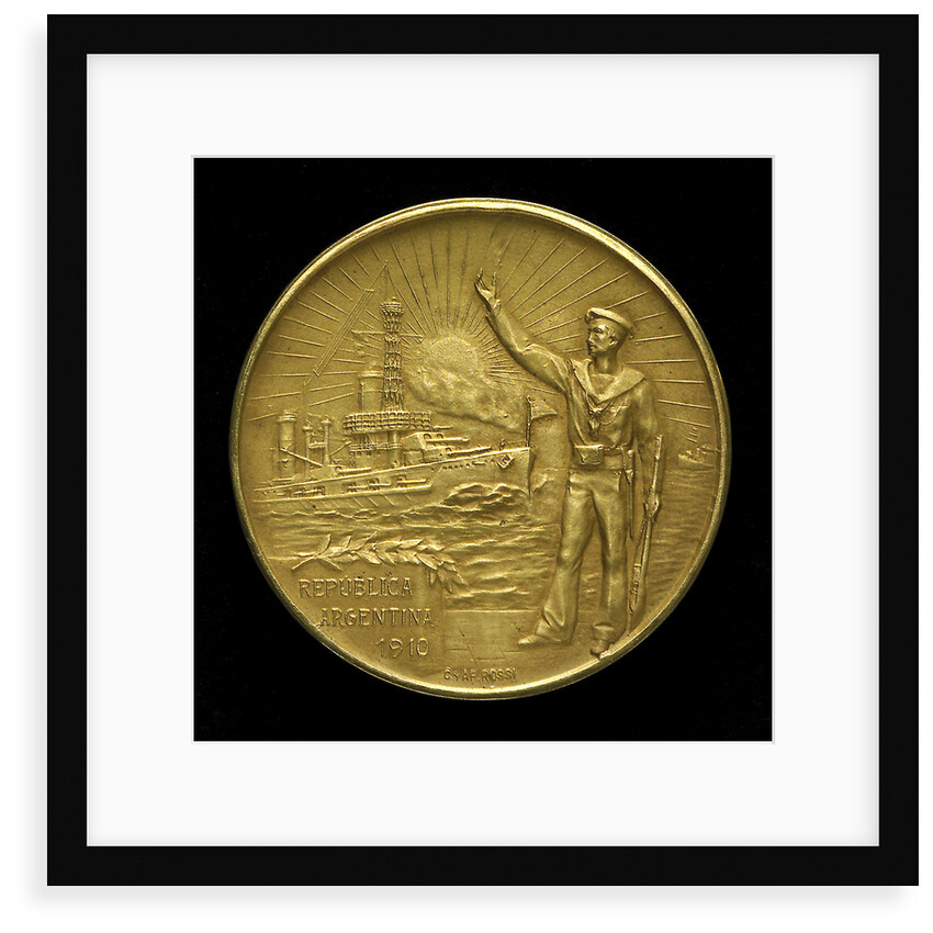Medal commemorating the centenary of the Argentine Navy, 1910; obverse by C. Rossi