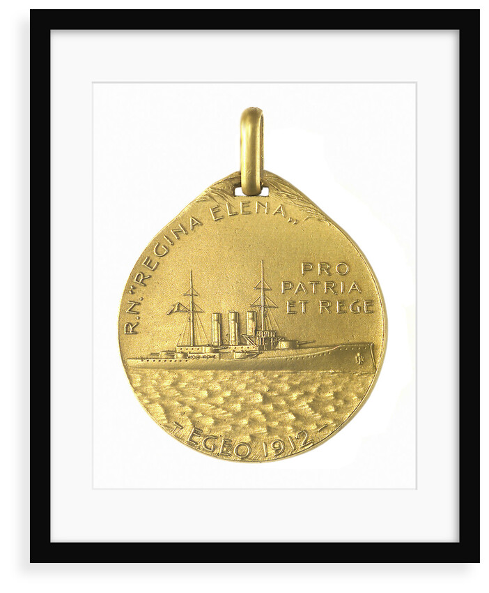Medal commemorating the Italian cruiser 'Regina Elena' and the landing at Bengasi, 1911; obverse by S. Johnson