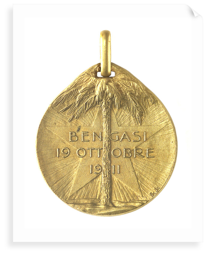 Medal commemorating the Italian cruiser 'Regina Elena' and the landing at Bengasi, 1911; reverse by S. Johnson