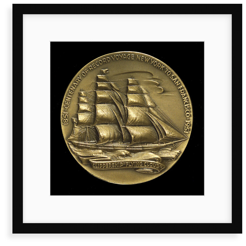 Medal commemorating the centenary of the voyage of the 'Flying Cloud', 1951; obverse by M.K. and Holland