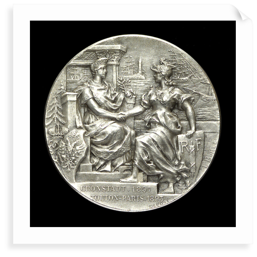 Medal commemorating the French squadron visit to Cronstadt, 1891 and the Russian squadron visit to Toulon, 1893; obverse by Louis Alexandre Bott