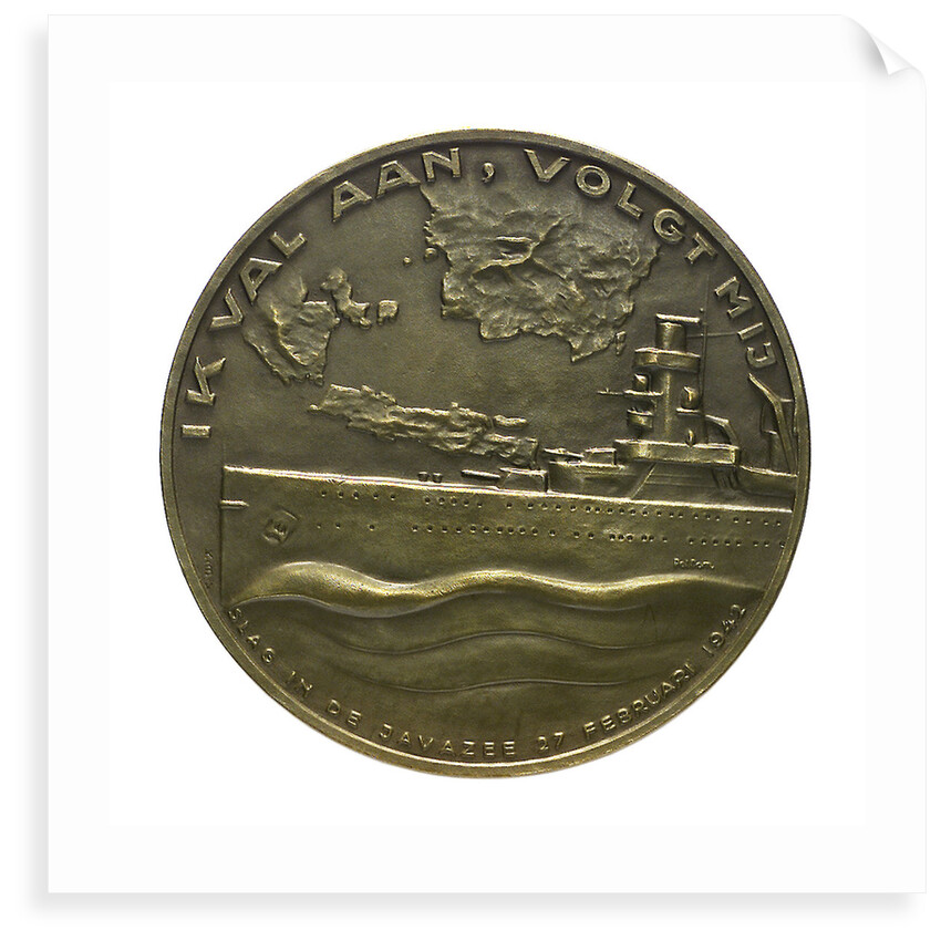 Medal commemorating the Battle of the Java Sea, 1942; reverse by Poldon