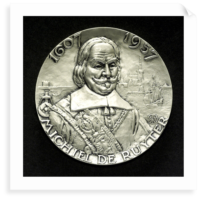 Mining badge commemorating the 350th Anniversary of the birth of Admiral de Ruyter, 1957; obverse by unknown
